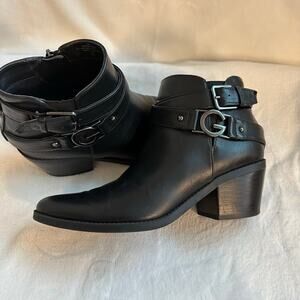New, Guess Black Ankle Boots, Vegan Leather, Size 8